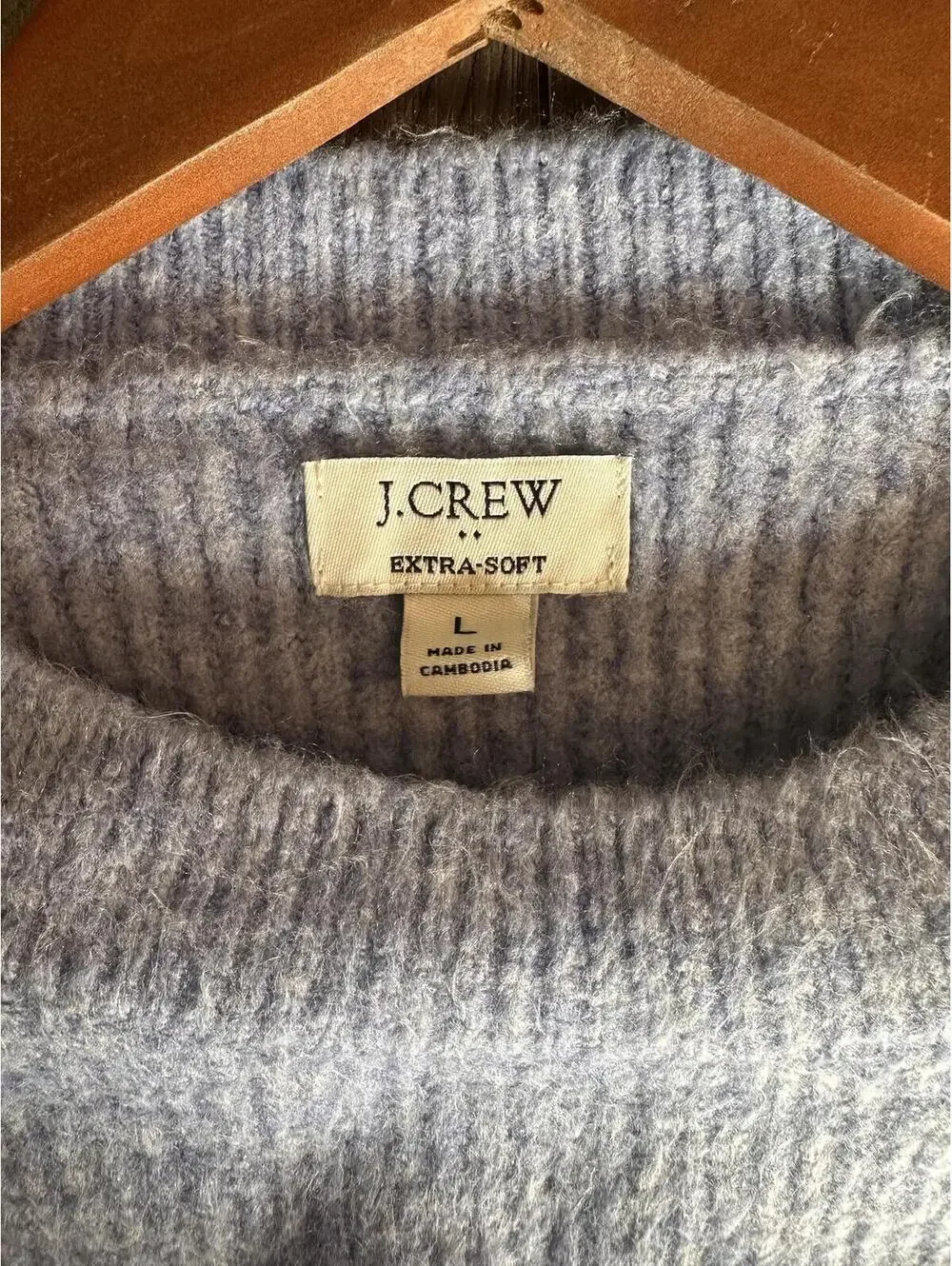 J.Crew Extra Soft Wool Blend Crewneck Pullover Sweater Blue Women’s size Large